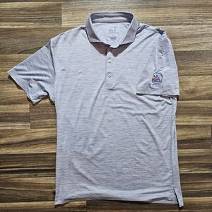 Johnnie-O Featherweight Huronn Golf Polo N.A.G.A Embroidery, Men's Medium Gray